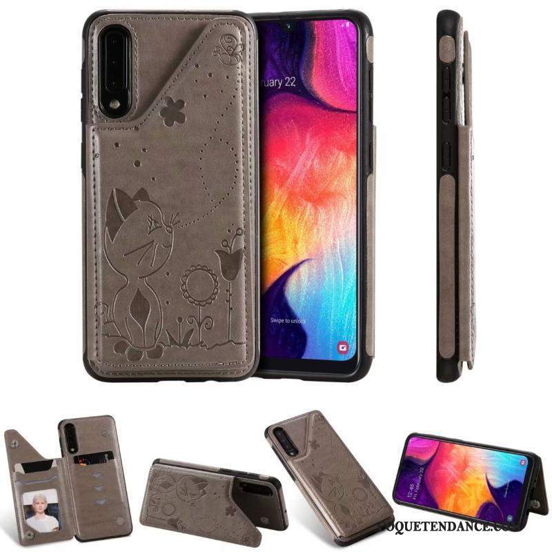 Samsung Galaxy A30s Coque Bordure Chat De Téléphone Incassable Étui En Cuir