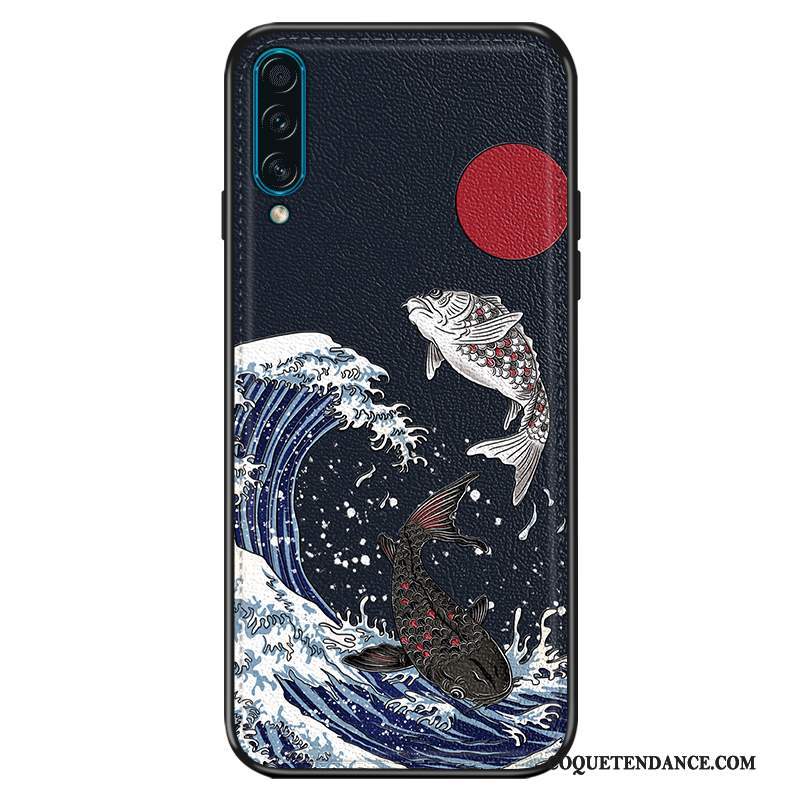 Samsung Galaxy A30s Coque Style Chinois Bleu Très Mince Incassable Silicone