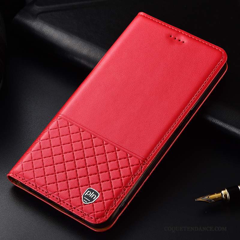 Samsung Galaxy A30s Coque Étui Cuir Véritable Protection Rouge Incassable