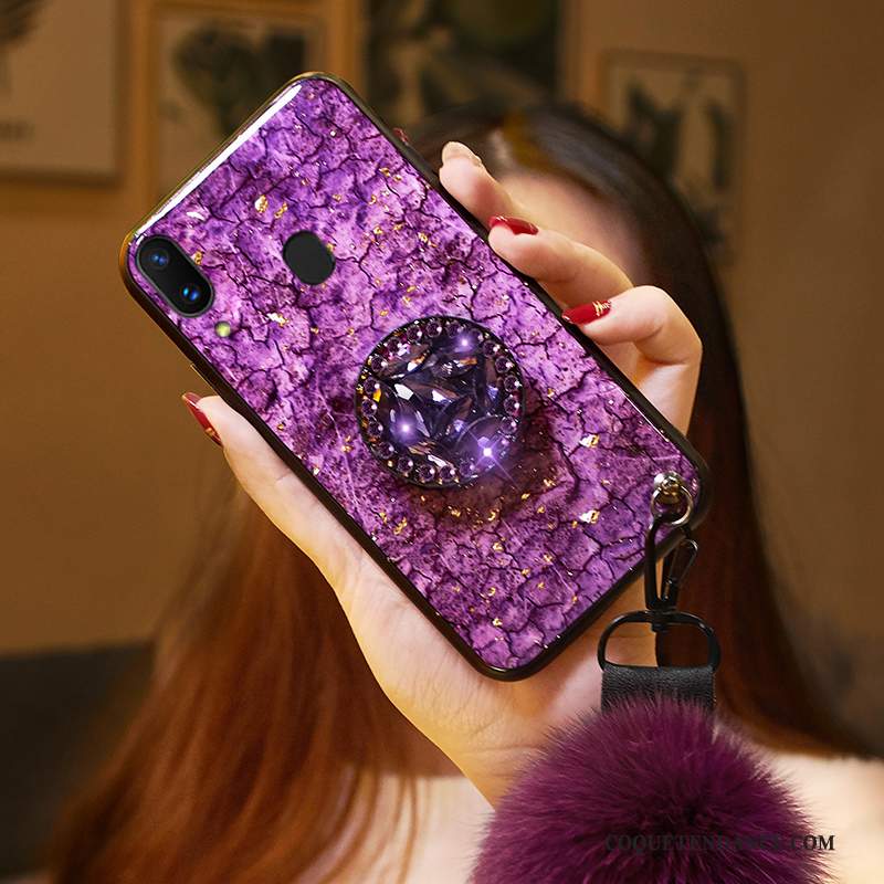 Samsung Galaxy A40 Coque Fluide Doux Violet Peluche Personnalité