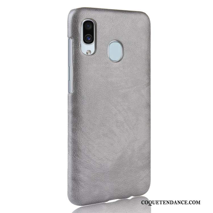 Samsung Galaxy A40 Coque Gris Litchi Vintage Difficile