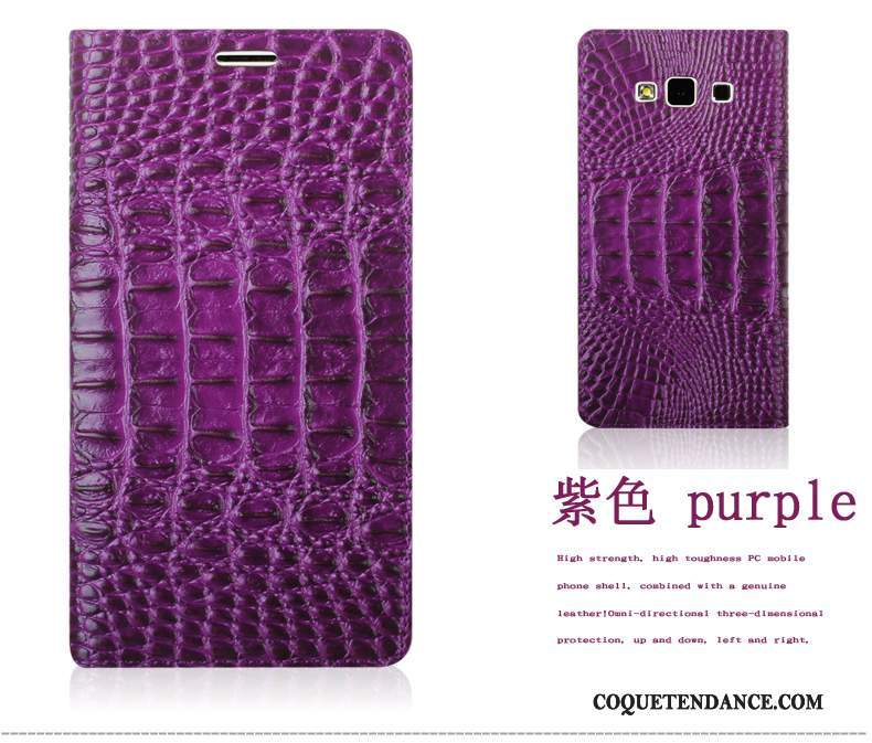 Samsung Galaxy A5 2015 Coque Étui En Cuir De Téléphone Housse Crocodile Modèle Violet
