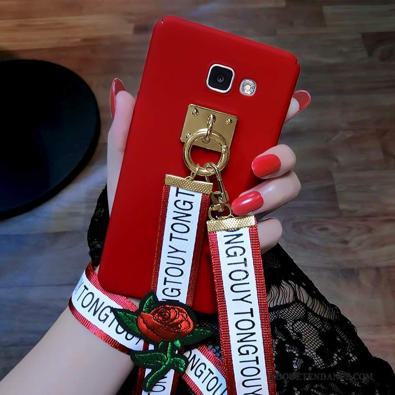 Samsung Galaxy A5 2016 Coque Rouge Tendance Tout Compris Étui Délavé En Daim