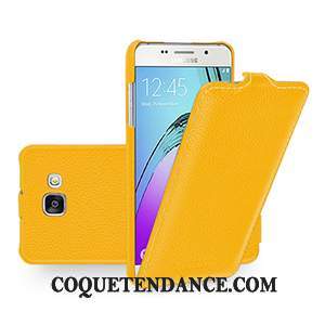 Samsung Galaxy A5 2017 Coque Cuir Véritable Housse Étui De Téléphone Jaune