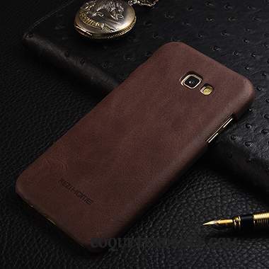 Samsung Galaxy A5 2017 Coque Protection Cuir Véritable Foncé De Téléphone Étui