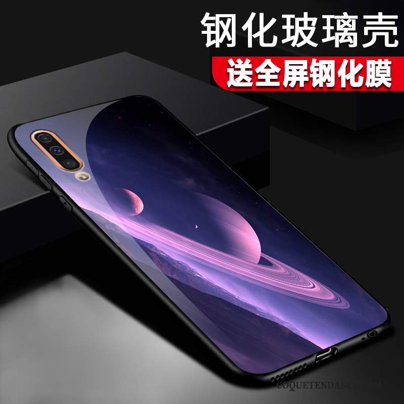 Samsung Galaxy A50 Coque Miroir Fluide Doux Verre Étui Délavé En Daim