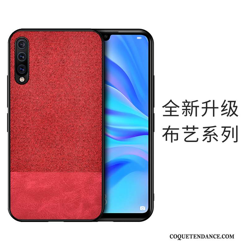 Samsung Galaxy A50 Coque Rouge Simple Mode Incassable Tissu