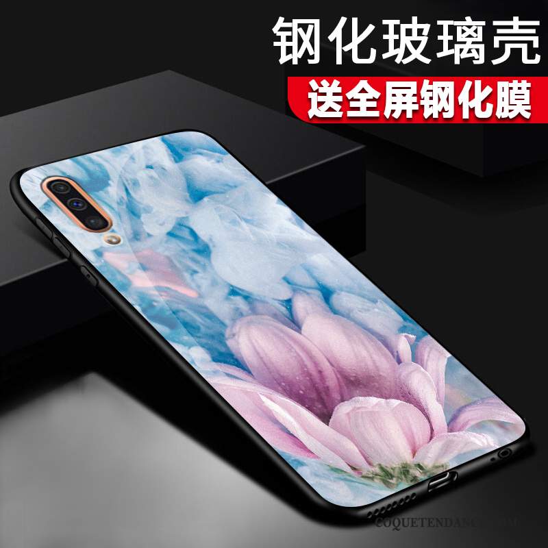 Samsung Galaxy A50 Coque Tout Compris Étui Silicone Verre Bleu