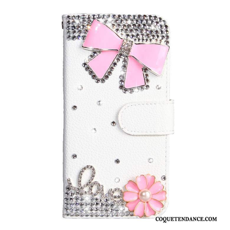 Samsung Galaxy A50s Coque Fleurs De Papillons Strass Étui En Cuir De Téléphone Blanc