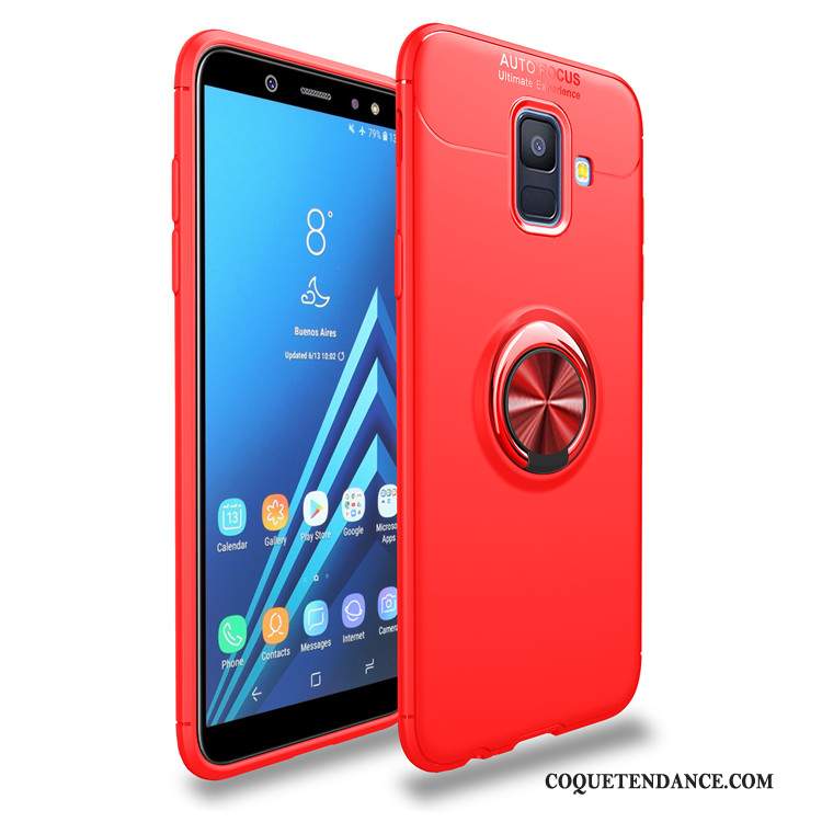 Samsung Galaxy A6 Coque À Bord Rouge Anneau Fluide Doux Étui