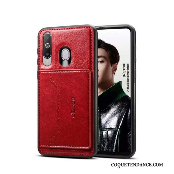 Samsung Galaxy A60 Coque Placage Tout Compris Cuir Rouge De Téléphone