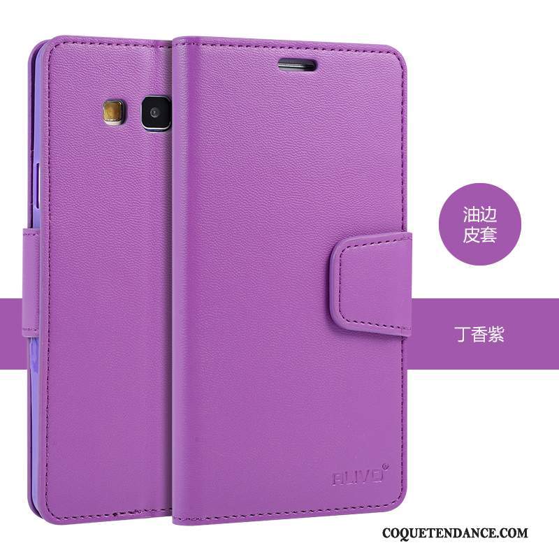 Samsung Galaxy A7 2015 Coque De Téléphone Protection Étui En Cuir Violet Clamshell