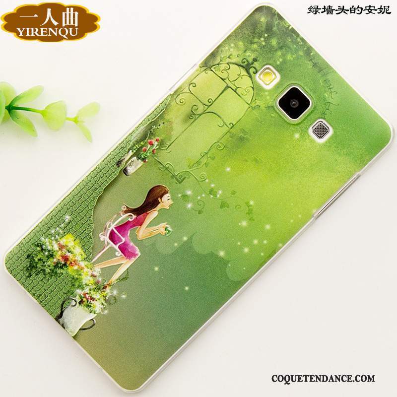 Samsung Galaxy A7 2015 Coque Vert Protection Incassable Dessin Animé Étui