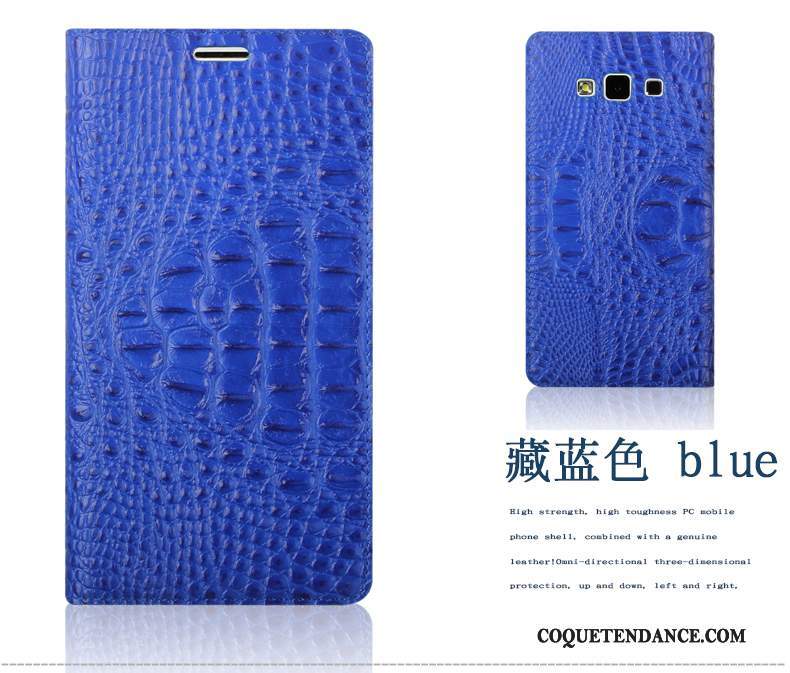 Samsung Galaxy A7 2015 Coque Étui En Cuir Bleu Crocodile Modèle De Téléphone Protection