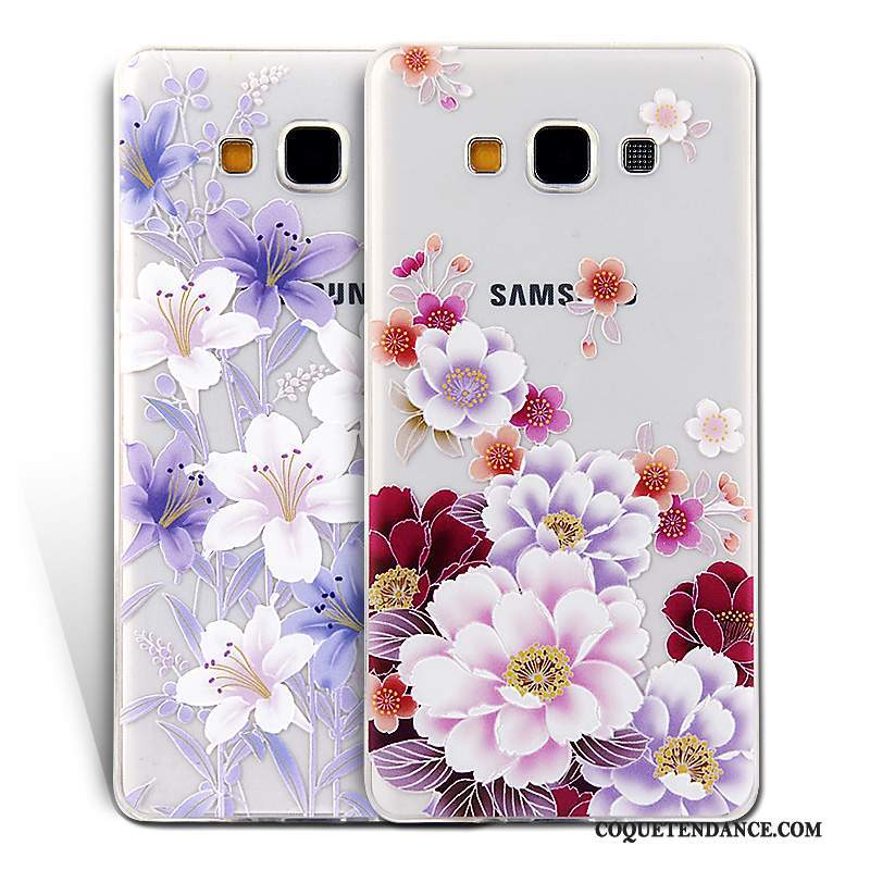 Samsung Galaxy A7 2015 Coque Étui Protection Violet Fluide Doux Dessin Animé