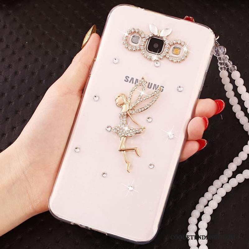 Samsung Galaxy A7 2015 Coque Étui Silicone Incassable Strass Ornements Suspendus