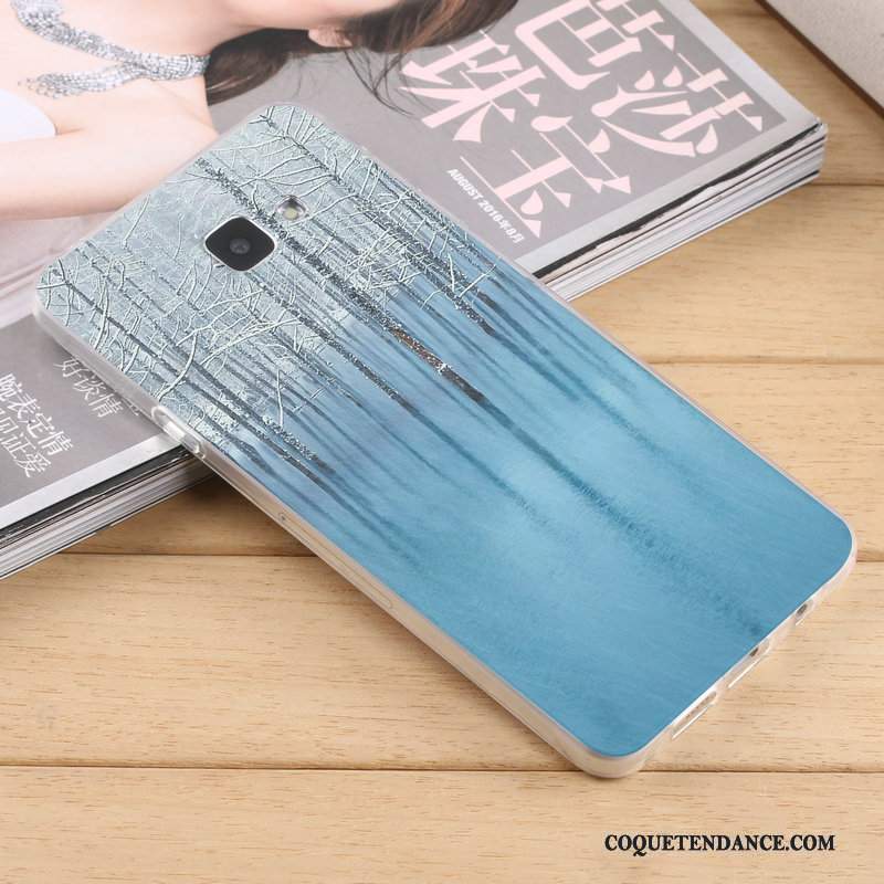 Samsung Galaxy A7 2016 Coque Délavé En Daim Bleu Tout Compris Protection Silicone