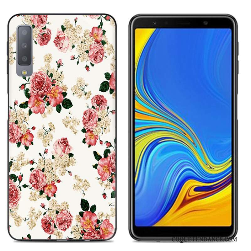 Samsung Galaxy A7 2018 Coque Créatif Tendance Tout Compris Rose Simple