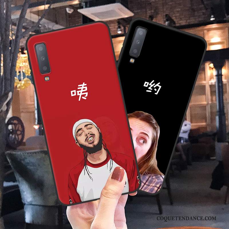 Samsung Galaxy A7 2018 Coque Silicone Rouge Incassable Dessin Animé Tout Compris