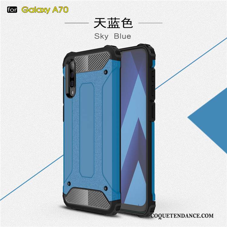 Samsung Galaxy A70 Coque Incassable Bleu Silicone Difficile