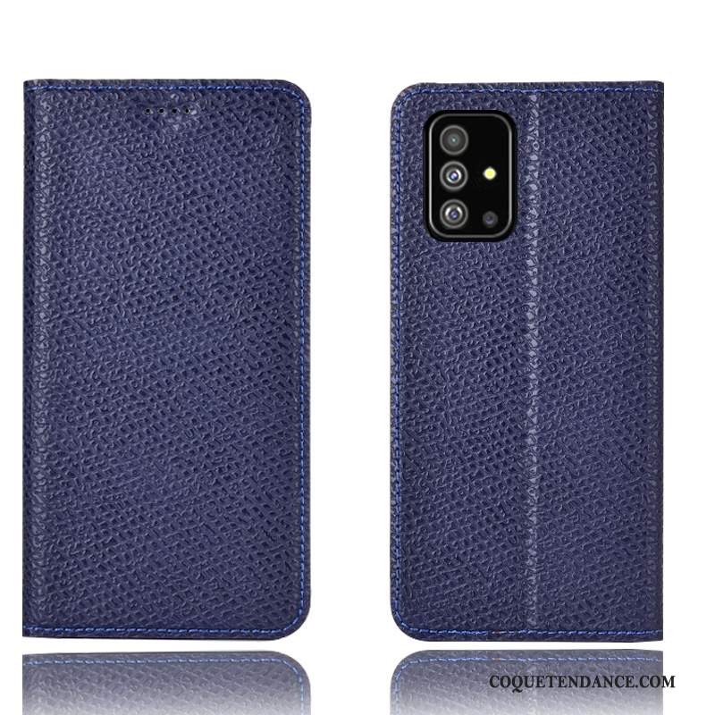 Samsung Galaxy A71 Coque Housse Tout Compris Modèle Fleurie Étui Bleu