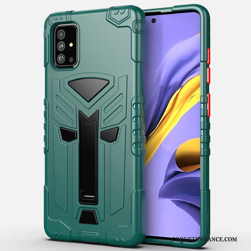 Samsung Galaxy A71 Coque Support Vert Incassable Silicone Étui