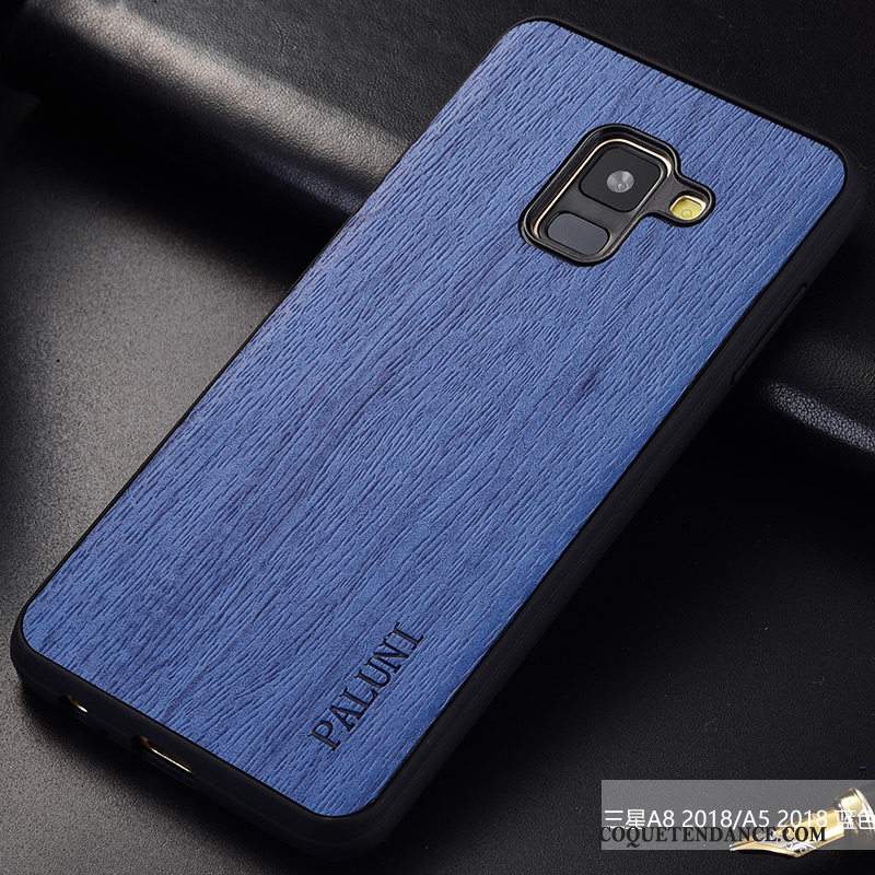 Samsung Galaxy A8 2018 Coque Incassable Bleu De Téléphone Arbres Modèle Fleurie