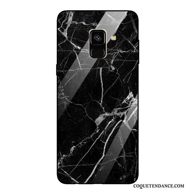 Samsung Galaxy A8 2018 Coque Simple Noir Verre Trempé De Téléphone Tendance