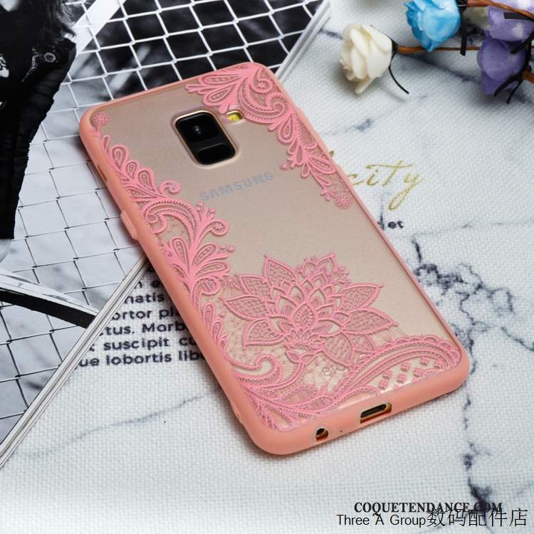 Samsung Galaxy A8 2018 Coque Tout Compris Rose Personnalité Étui Dentelle