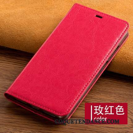 Samsung Galaxy A8+ Coque De Téléphone Cuir Véritable Fluide Doux Incassable Rouge