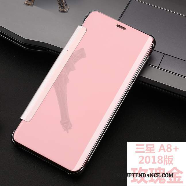 Samsung Galaxy A8+ Coque Protection Rose De Téléphone Étui En Cuir Clamshell