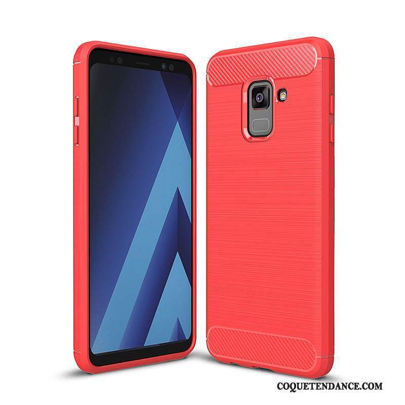 Samsung Galaxy A8+ Coque Protection Rouge Étui Fluide Doux