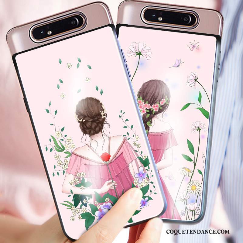 Samsung Galaxy A80 Coque Protection Rose Incassable Étui Dessin Animé