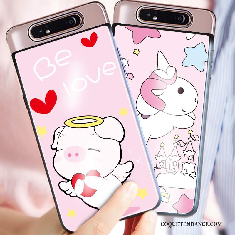 Samsung Galaxy A80 Coque Silicone Charmant Dessin Animé Incassable Rose