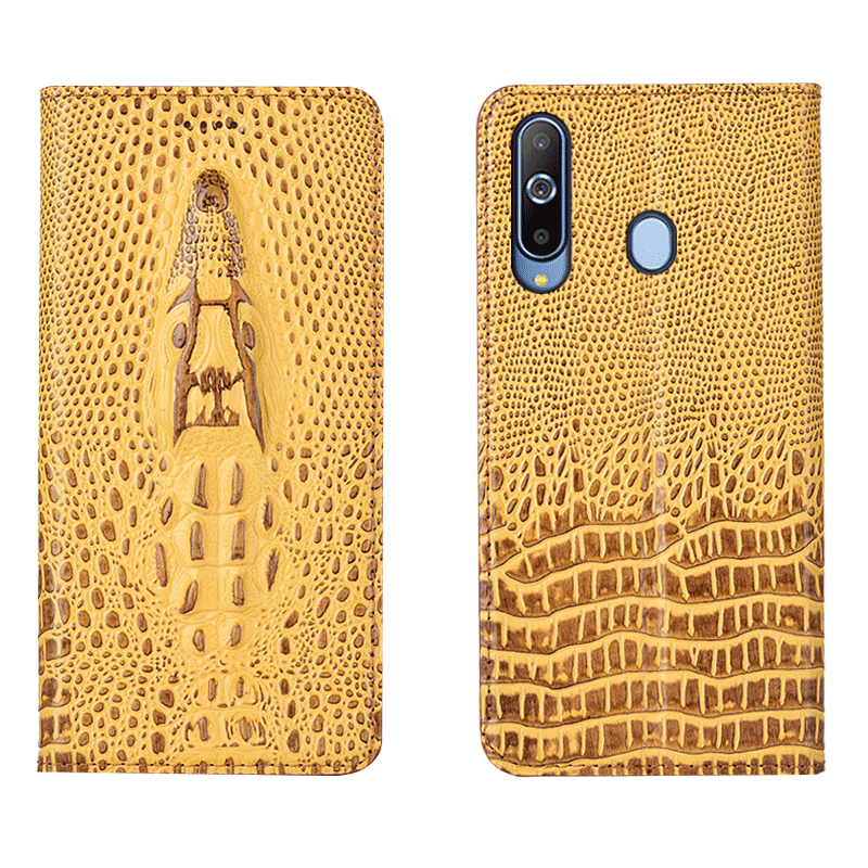 Samsung Galaxy A8s Coque Étui En Cuir De Téléphone Tout Compris Cuir Véritable Jaune