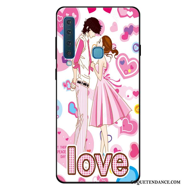 Samsung Galaxy A9 2018 Coque Incassable Amoureux Personnalisé Fluide Doux Rose