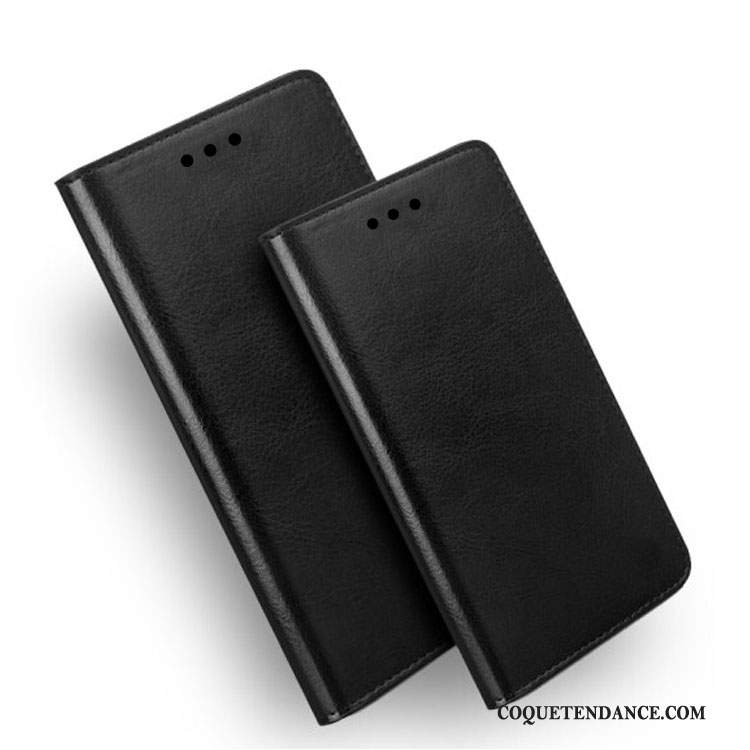 Samsung Galaxy A9 2018 Coque Étui Incassable Cuir Véritable Noir Tout Compris