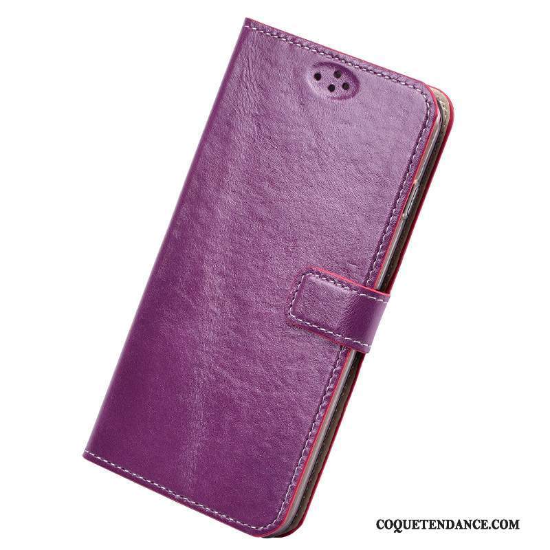 Samsung Galaxy A9 Coque Cuir Véritable Silicone Étui Incassable Violet