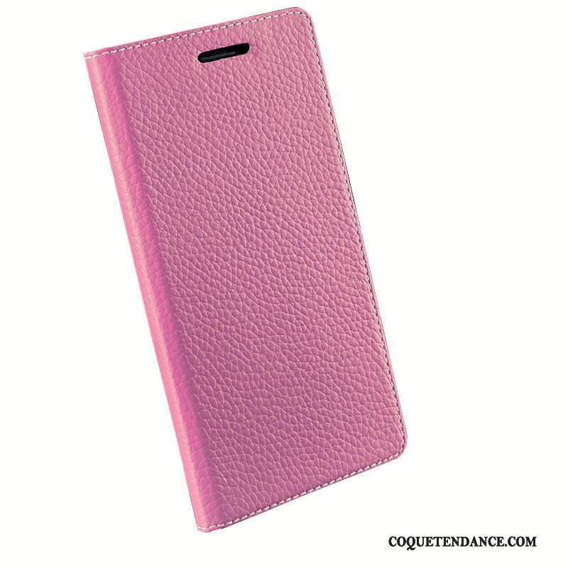 Samsung Galaxy A9 Coque Protection Rose Étui Cuir Véritable