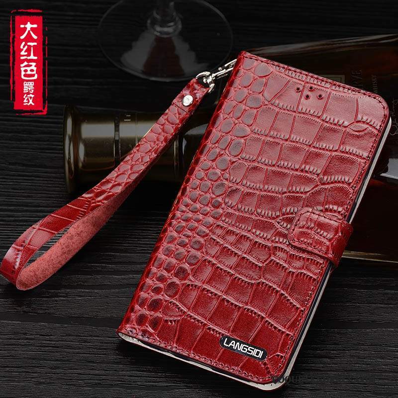 Samsung Galaxy A9 Coque Étui Clamshell Rouge Ornements Suspendus Étui En Cuir