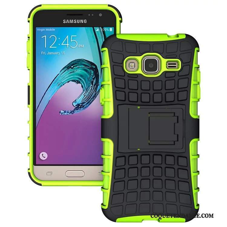 Samsung Galaxy J3 2016 Coque Étui Silicone Support Vert Protection