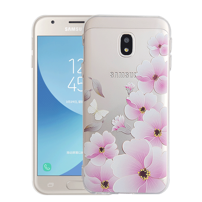 Samsung Galaxy J3 2017 Coque Gaufrage De Téléphone Rose Incassable Étui