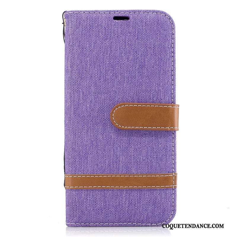 Samsung Galaxy J3 2017 Coque Étui Étui En Cuir Violet En Denim