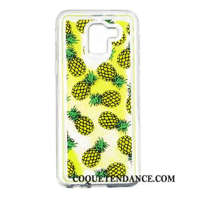 Samsung Galaxy J6 Coque Quicksand Jaune Miroir De Téléphone Fluide Doux