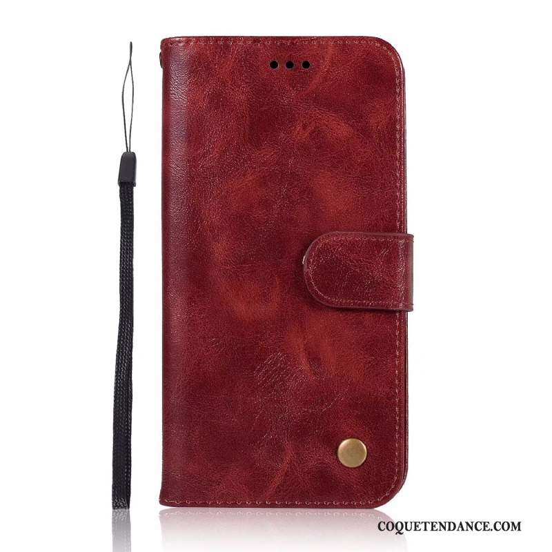 Samsung Galaxy J6 Coque Étui En Cuir Protection Vin Rouge Carte Fluide Doux