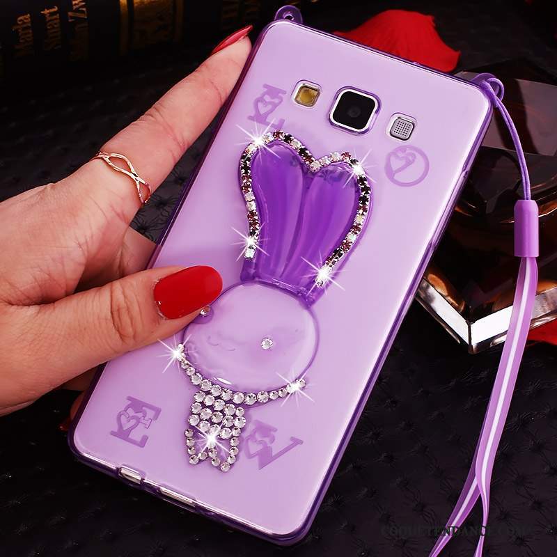 Samsung Galaxy J7 2015 Coque Dessin Animé Violet Transparent Strass