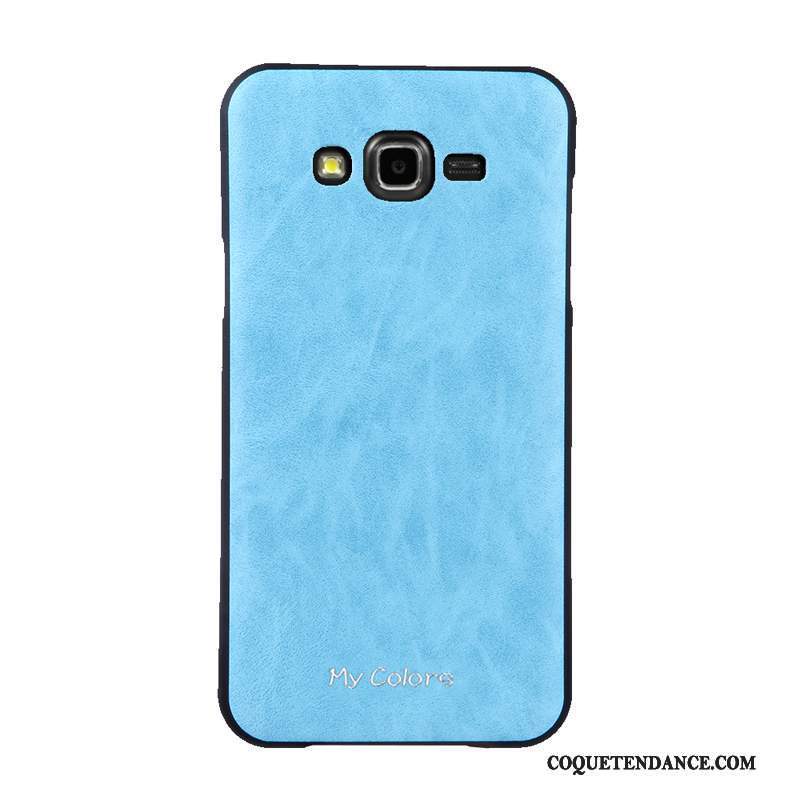 Samsung Galaxy J7 2015 Coque Similicuir Bleu De Téléphone Fluide Doux Protection