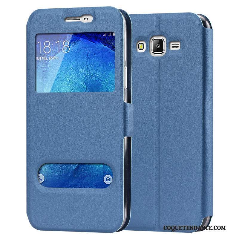 Samsung Galaxy J7 2015 Coque Étui En Cuir Protection Bleu De Téléphone Tout Compris