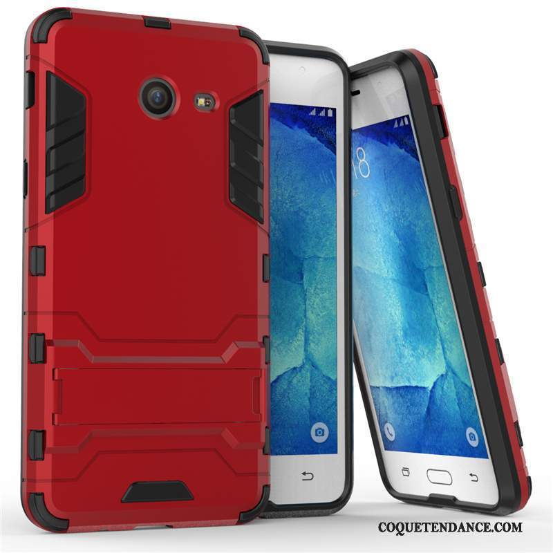 Samsung Galaxy J7 2017 Coque Incassable Support Rouge Étui