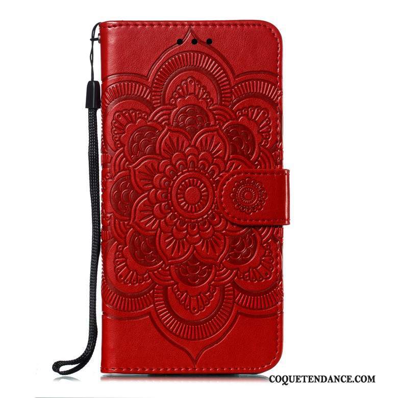 Samsung Galaxy M20 Coque Étui En Cuir Totem Protection Rouge Fluide Doux